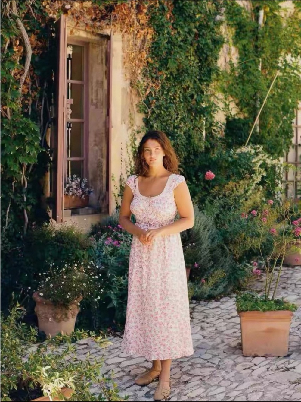 Christy Dawn inspired Pink Floral Smocked Summer Dress